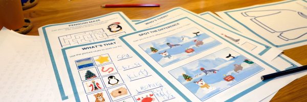 Marine worksheets and colouring pens